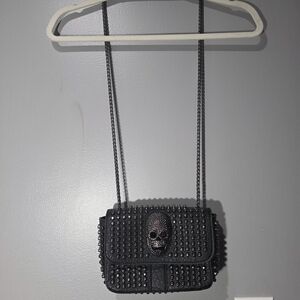 Black Studded Skull Crossbody Bag